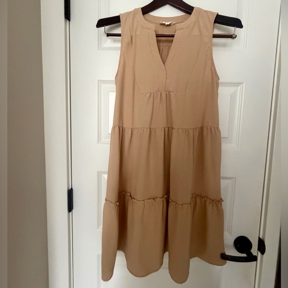 Lucky Brand Tan Tiered Sleeveless Dress Size L